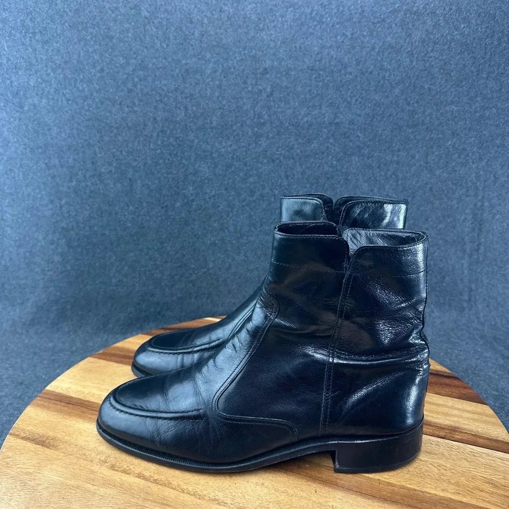 FLORSHEIM Essex Side Zip Boots Men's 8.5 D Black Leather Beatle Ankle 17074-01